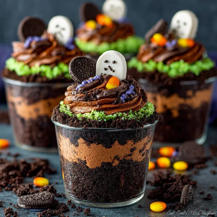 Easy Halloween Dirt Cupcakes