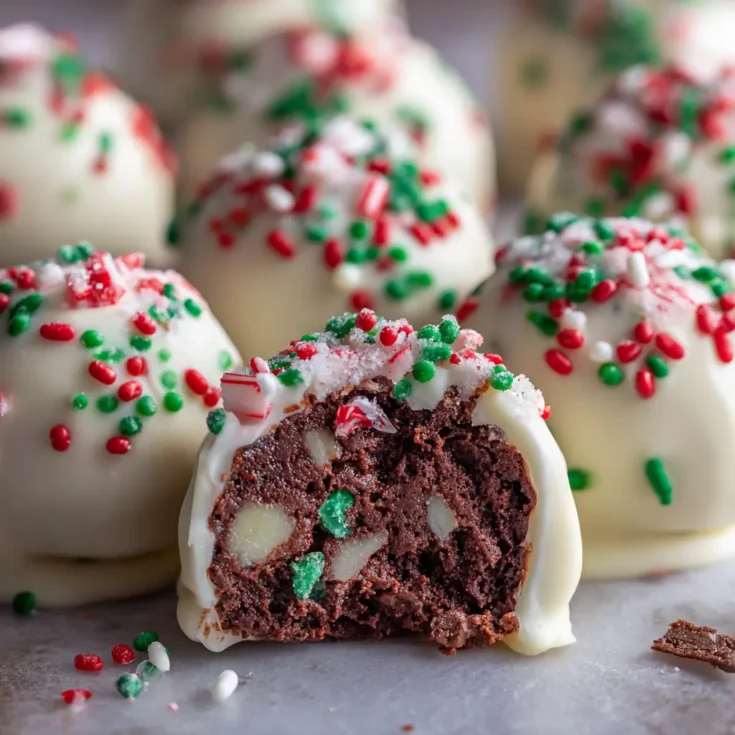 Candy Cane Brownie Bombs