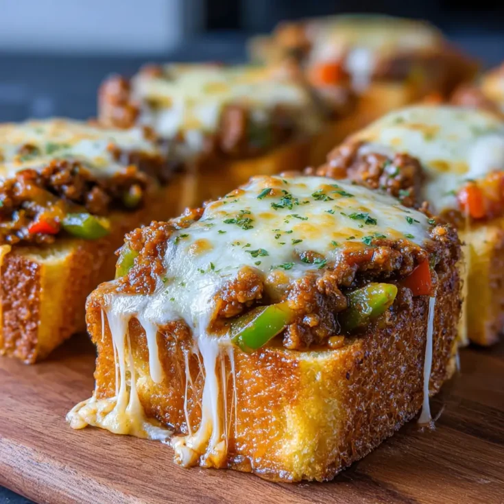 Cheesy Garlic Bread Sloppy Joe Melts Recipe