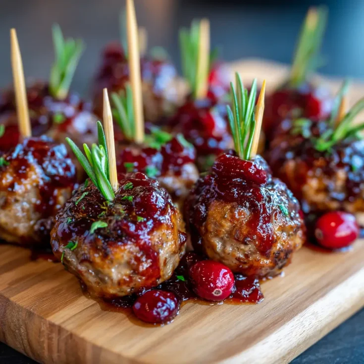Mini Meatball Skewers with Cranberry Glaze