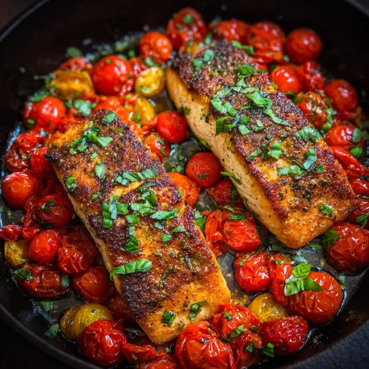 Pan-Seared Salmon with Roasted Cherry Tomatoes