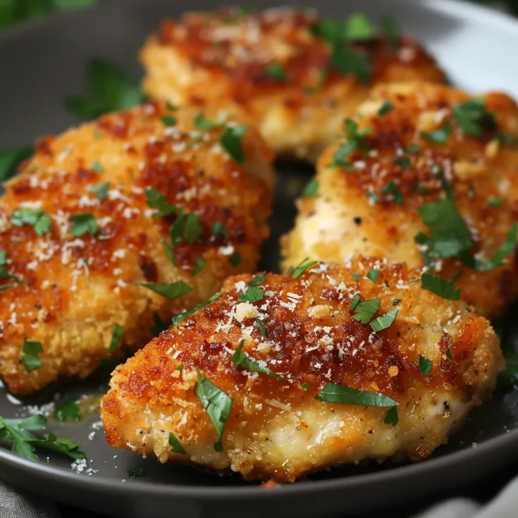 Crispy Parmesan Chicken in Garlic Sauce
