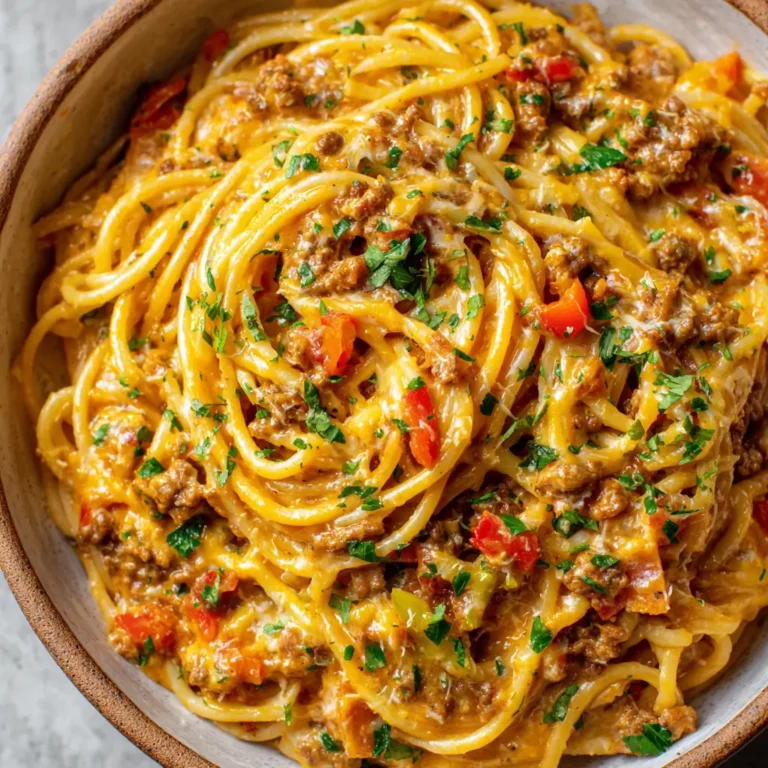 Cajun Beef Spaghetti in Creamy Three-Cheese Parmesan Sauce