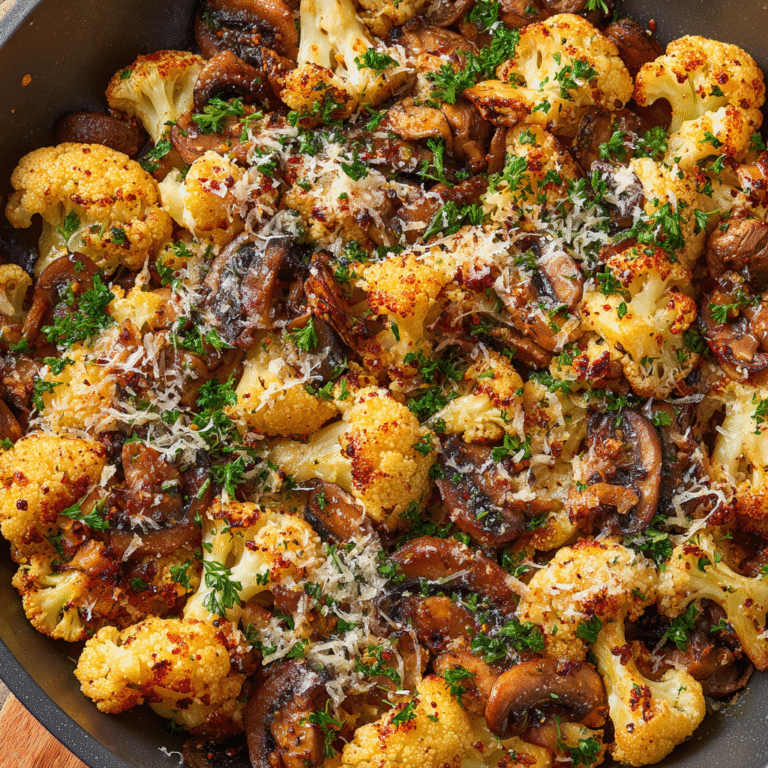Savory Garlic Cauliflower and Mushroom Skillet