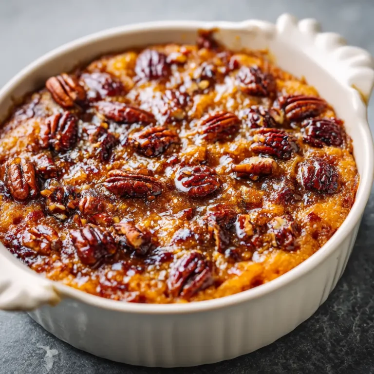 Sticky Sweet Potato Casserole with Maple Pecan