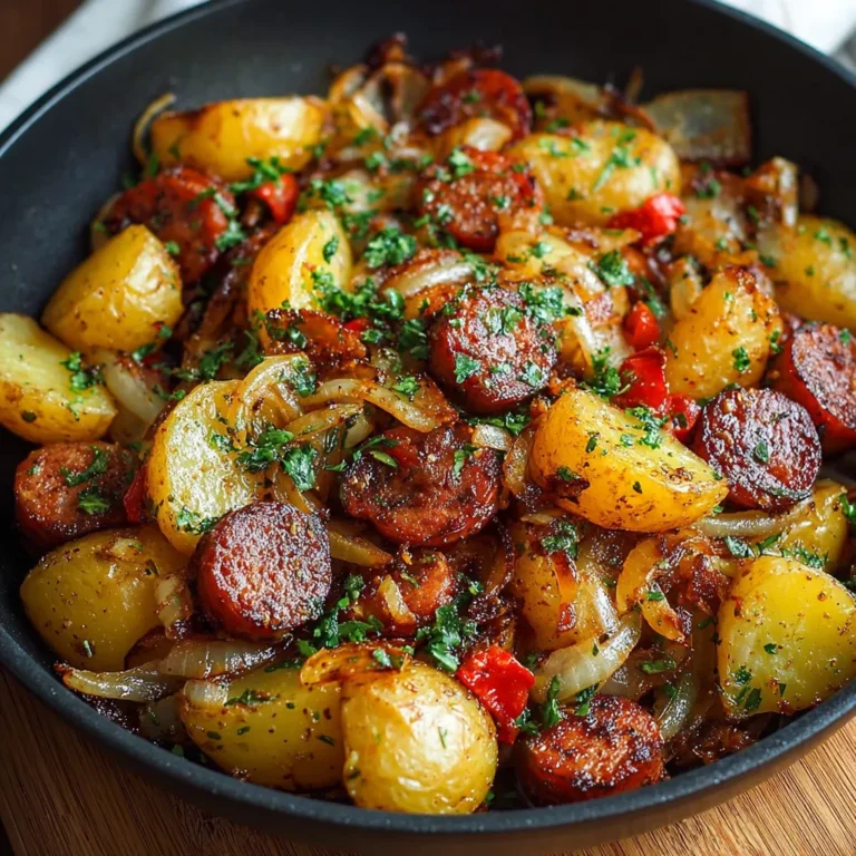 Fried Potatoes with Onions and Smoked Polish Sausage