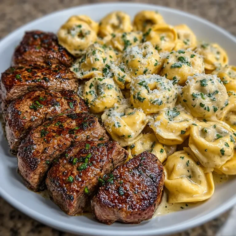 Cajun Garlic Butter Steak with Cheesy Alfredo Tortellini
