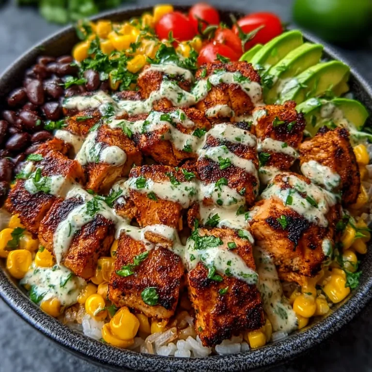 Chipotle Chicken Bowl with Black Beans, Corn, & Creamy Sauce