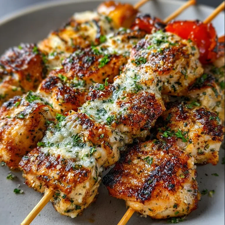 Juicy Ranch Garlic Parmesan Chicken Skewers