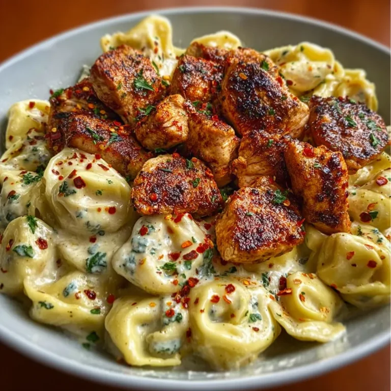 Spicy Garlic Chicken Tortellini in Cheesy Alfredo Cream