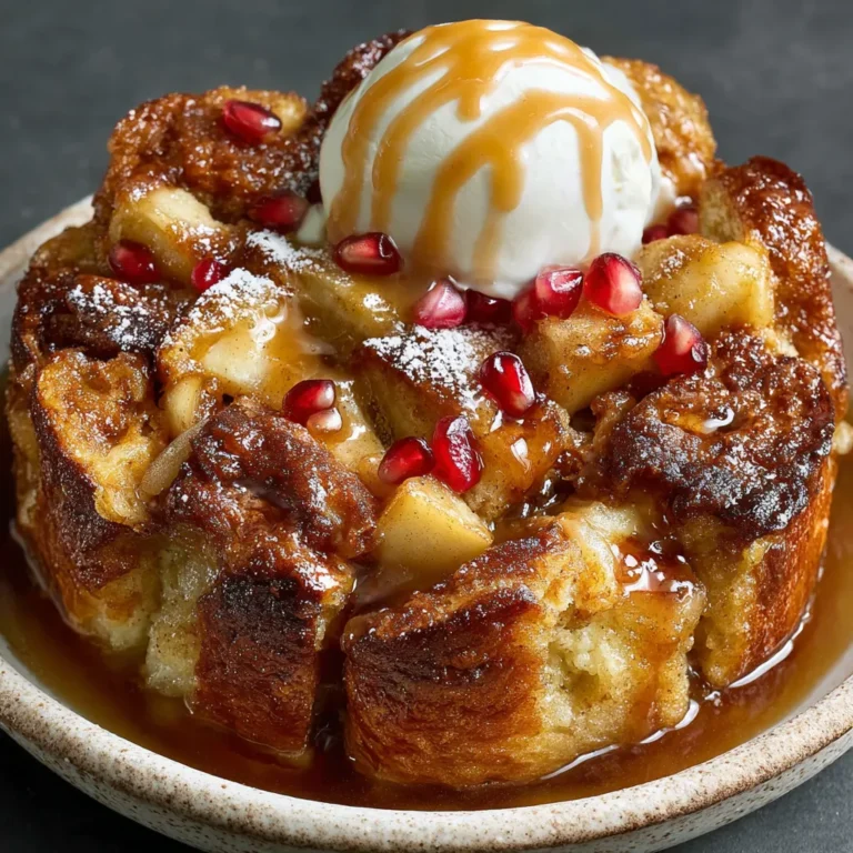 Delicious Apple and Pomegranate Bread Pudding