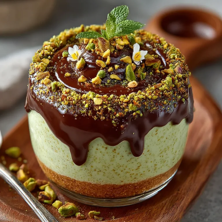 Indulge in Delight: Pistachio Mousse with Chocolate Ganache
