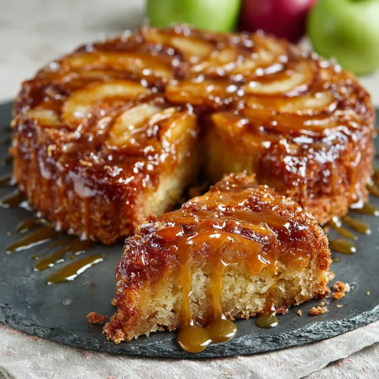 Easy Caramel Apple Upside Down Cake | Warm & Gooey Autumn Treat