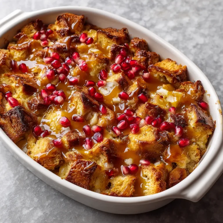 Caramel Apple and Pomegranate Bread Pudding