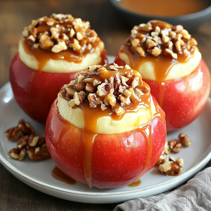 Caramel Walnut Stuffed Cheesecake Apples
