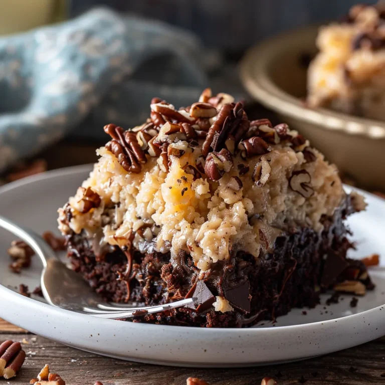 German Chocolate Poke Cake Recipe | Moist, Decadent, and Loaded with Gooey Coconut Frosting