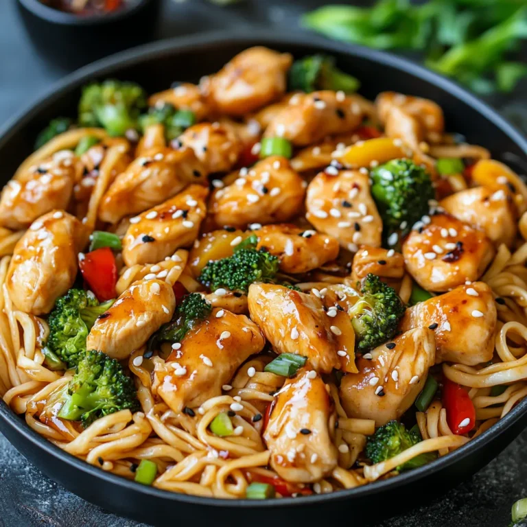 Sticky Garlic Chicken Noodle Stir-Fry