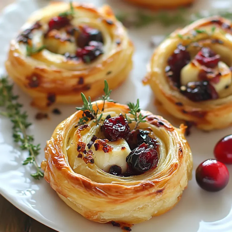 Easy Puff Pastry Pinwheels with Brie and Cranberries