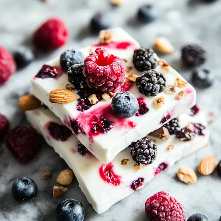 No-Bake Greek Yogurt Berry Bark