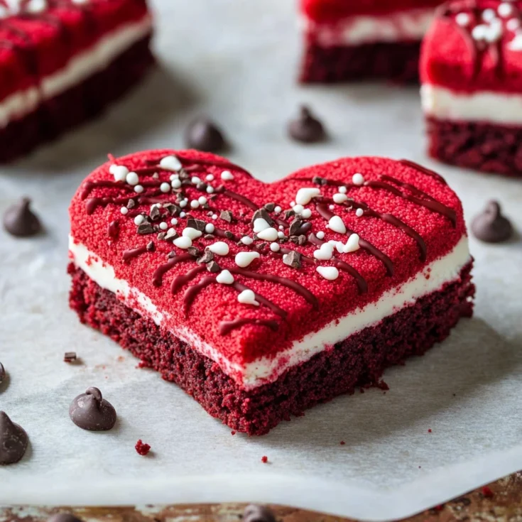 Heart-Shaped Red Velvet Cookie Bars