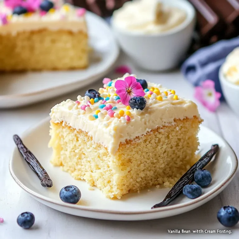Vanilla Bean Sheet Cake with Cream Frosting