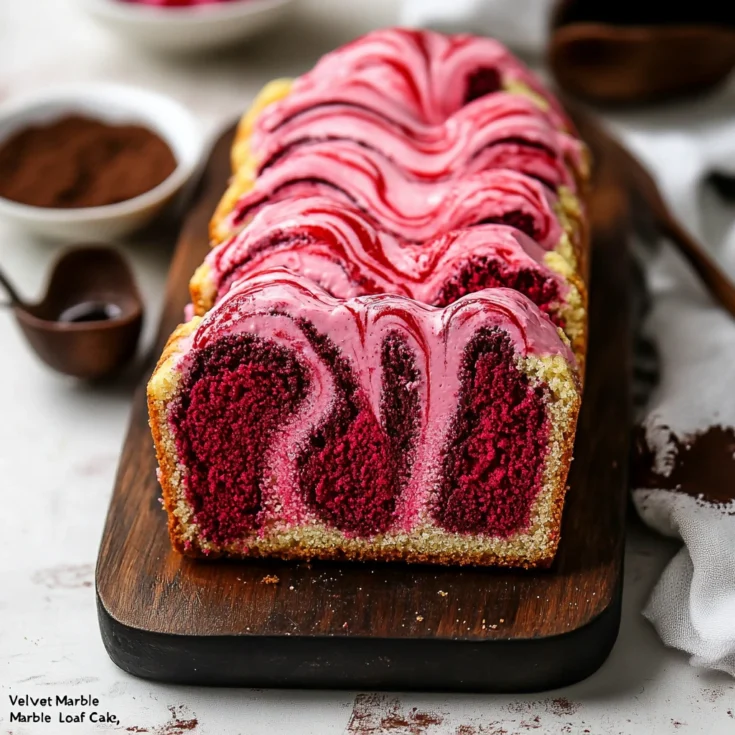 Pink Velvet Marble Loaf Cake