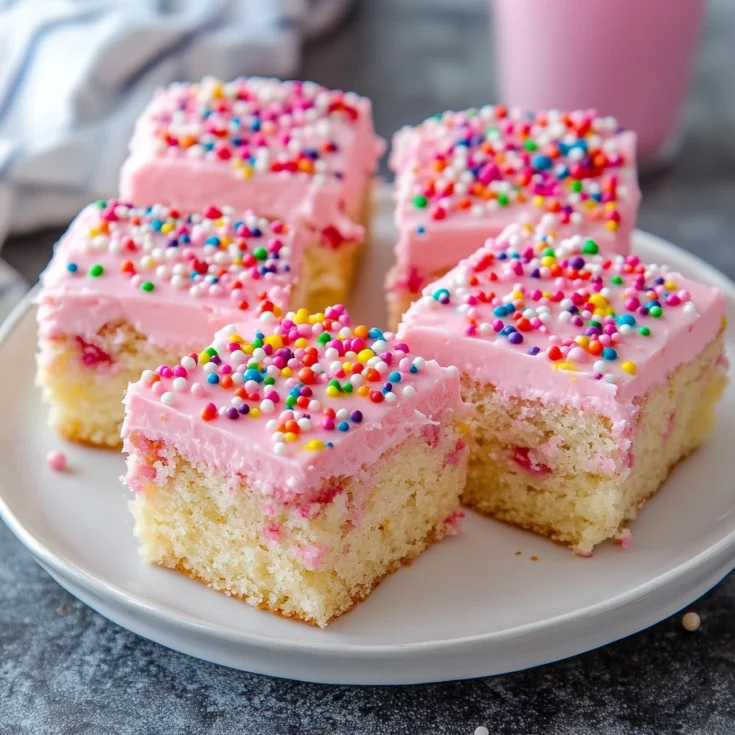 Pink Funfetti Valentine Cake Squares