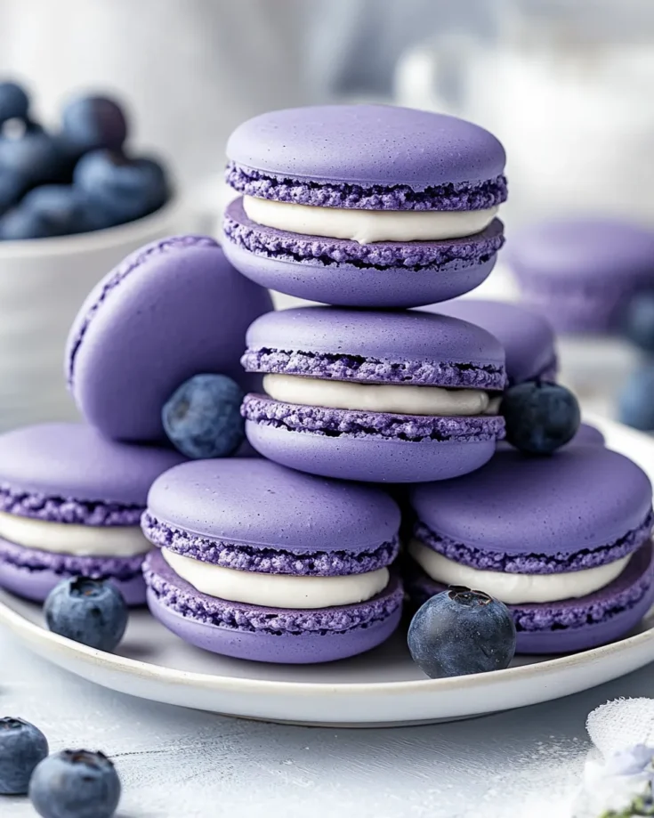 Elegant Blueberry French Macarons
