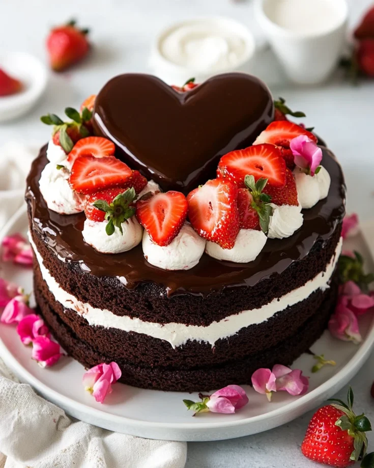 Chocolate Strawberry Layer Cake Hearts