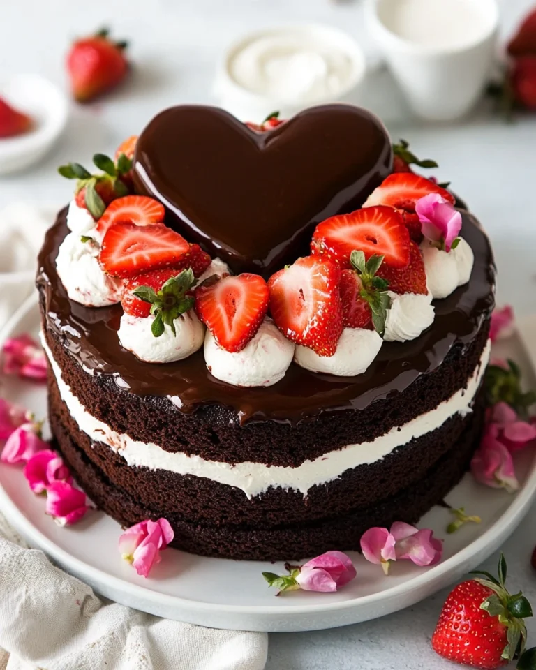 Chocolate Strawberry Layer Cake Hearts