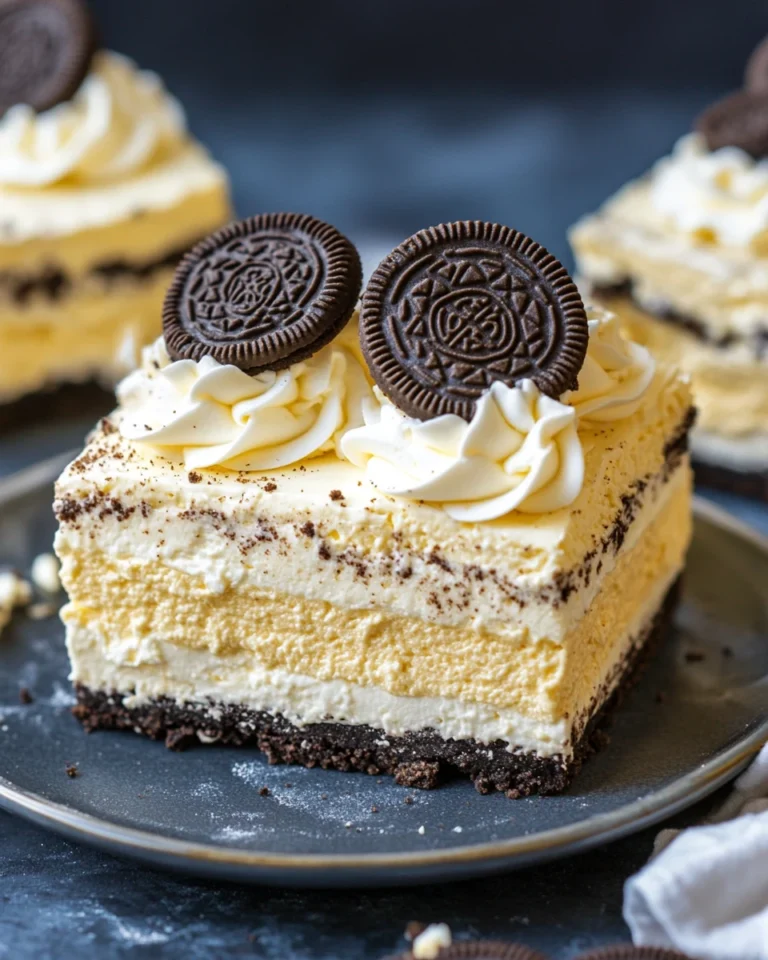 Golden Oreo Cream Layer Cake Bars