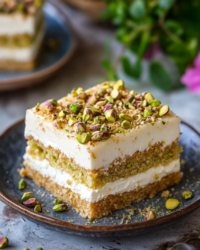 Honey Pistachio Cream Cake Bars
