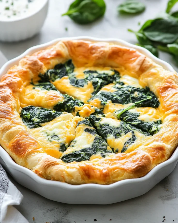 Cheesy Spinach Breakfast Crescent Bake