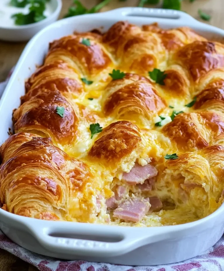 Ham Cheese Croissant Breakfast Casserole Bake