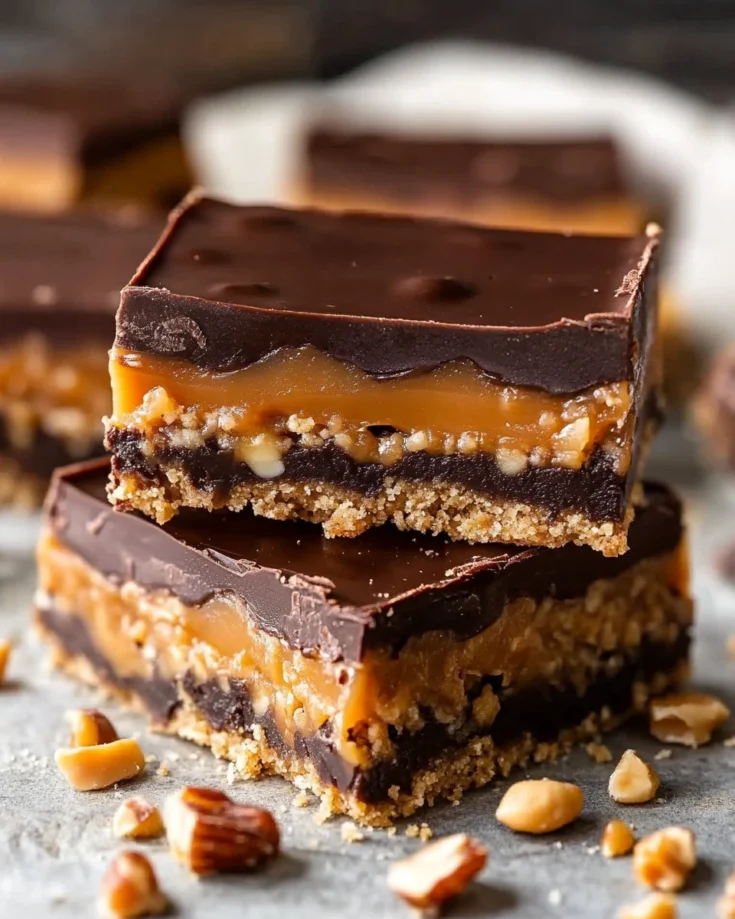 Chocolate Peanut Butter Caramel Layer Bars