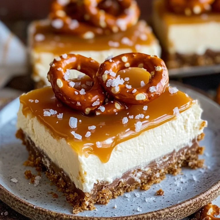 Salted Caramel Pretzel Cheesecake Bars