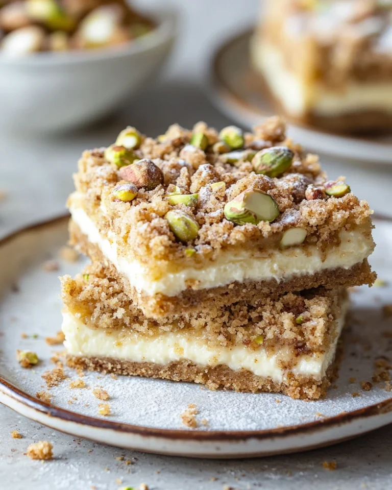 Pistachio White Chocolate Crumb Cake Bars