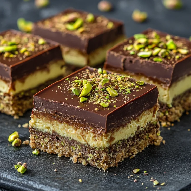 Pistachio Kunafa Chocolate Cake Bars