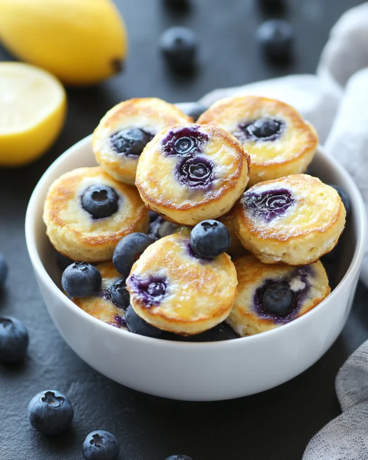Blueberry Lemon Cottage Cheese Pancake Bites