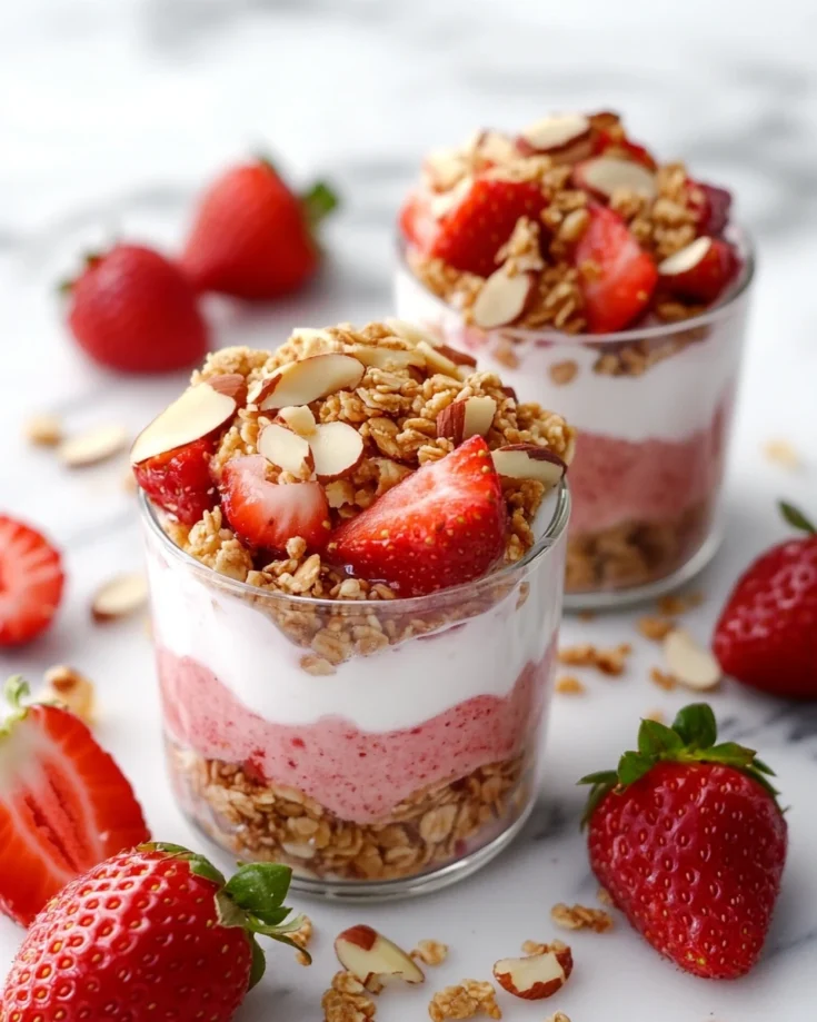 No-Bake Strawberry Almond Yogurt Cups
