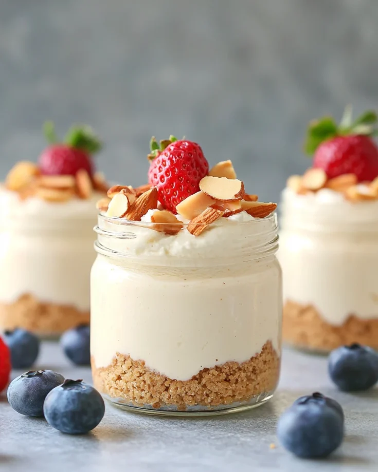 No-Bake Vanilla Almond Yogurt Cheesecake Jars