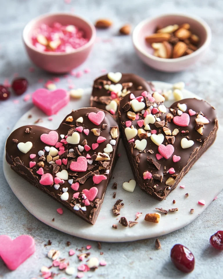 No-Bake Valentine Chocolate Bark Hearts