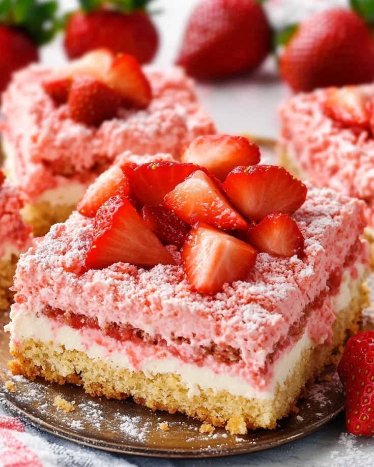 Strawberry Shortcake Cream Cheese Cake Squares