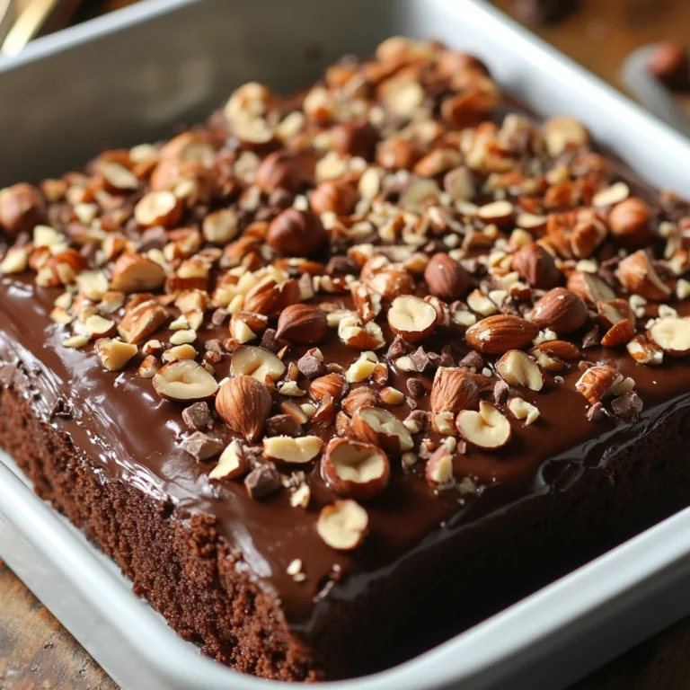 Chocolate Hazelnut Crunch Sheet Cake