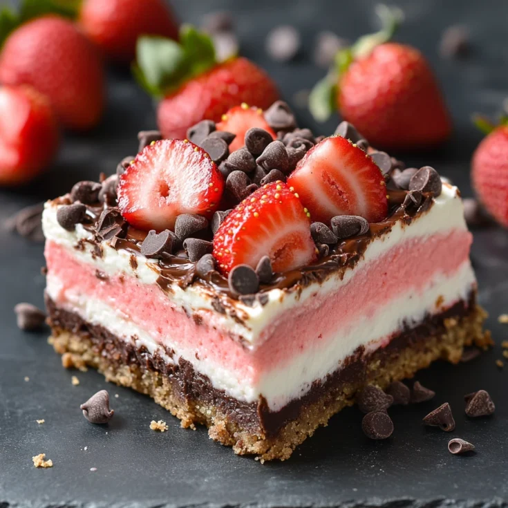 Dubai Chocolate Strawberry Cheesecake Bars