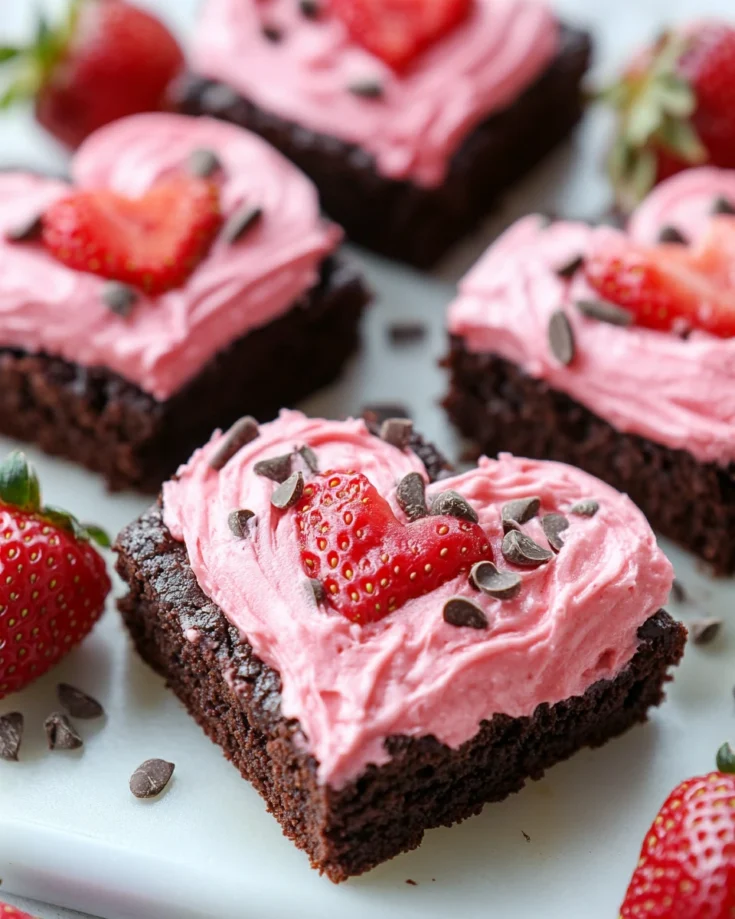 Strawberry Frosted Heart Brownies