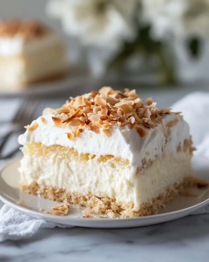 Toasted Coconut Cream Poke Cake