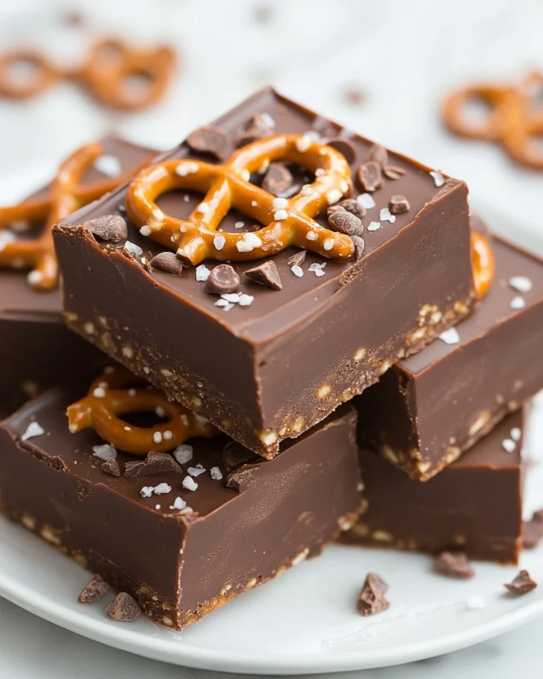 Chocolate Toffee Pretzel Fudge Squares