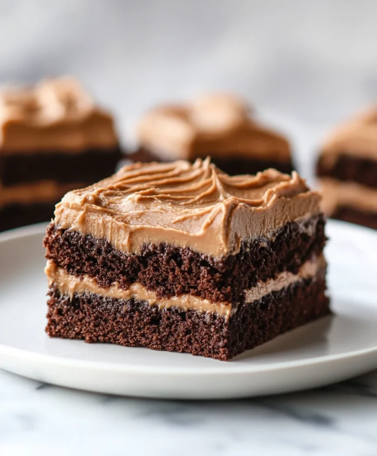 Chocolate Caramel Buttercream Sheet Cake Squares