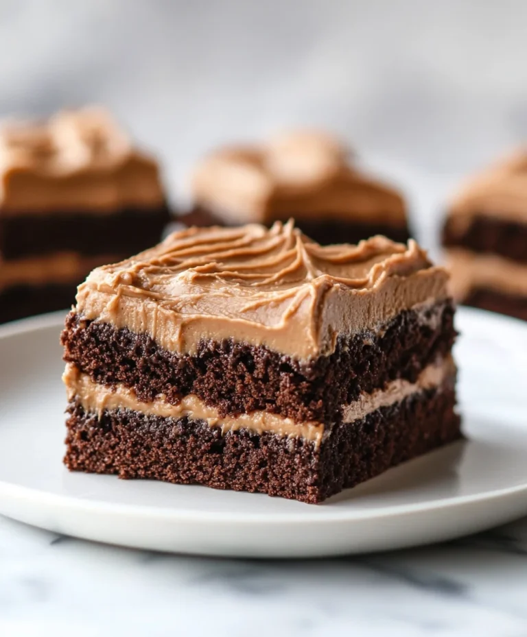 Chocolate Caramel Buttercream Sheet Cake Squares